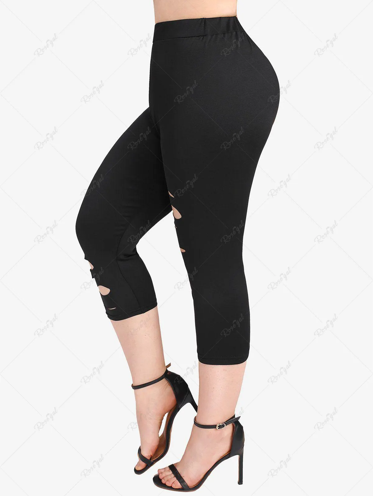 Plus Size Cutout Skinny Capri Leggings - 4x | Us 26-28