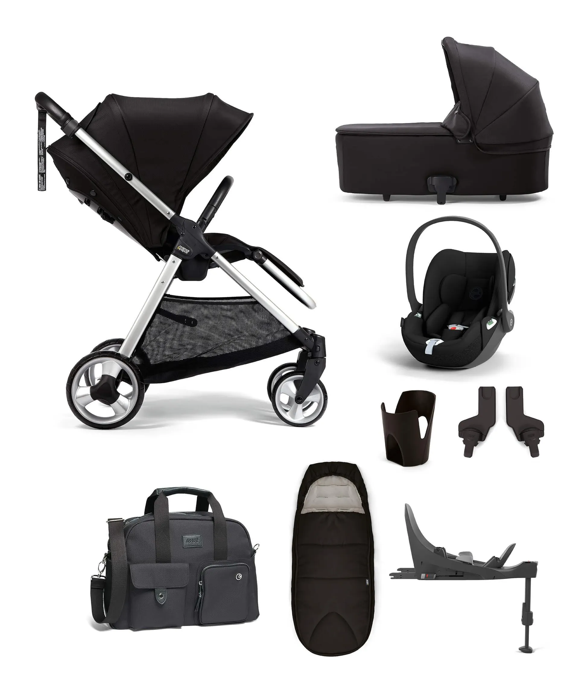 FlipXT2 8 Piece Complete Bundle Including Cloud T Car Seat and Base in Black
