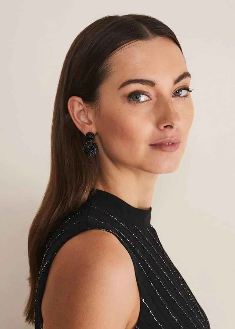 Round Stone Drop Earring