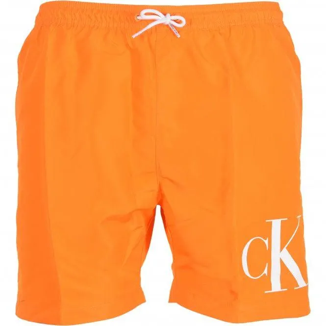 Calvin Klein cK1 Logo Boys Swim Shorts, Sun Kissed Orange