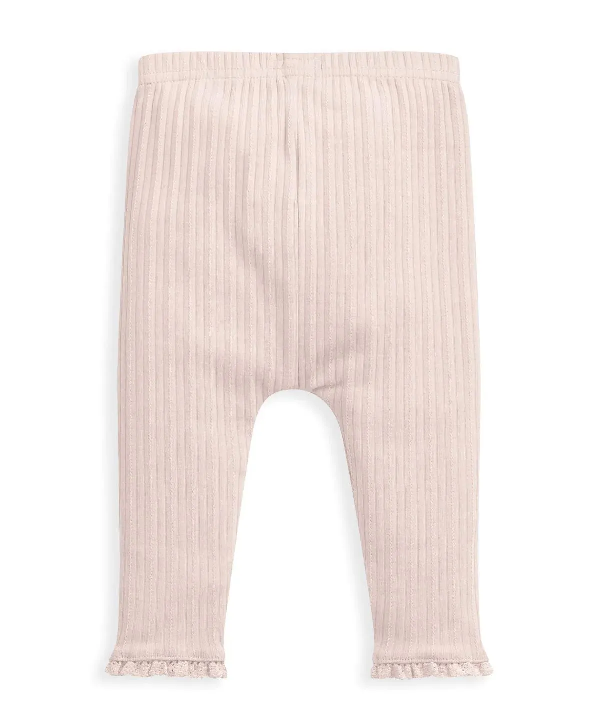 Lace Trim Leggings - Pink