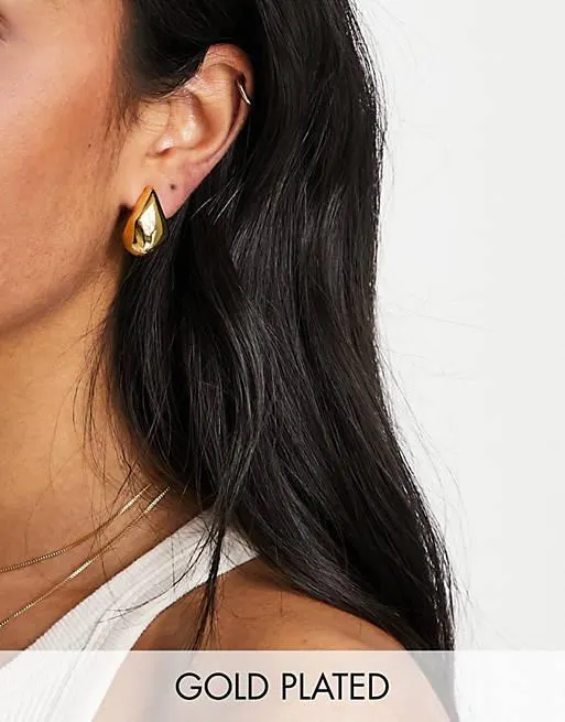 ASOS DESIGN 14k gold plated earrings with molten stud design