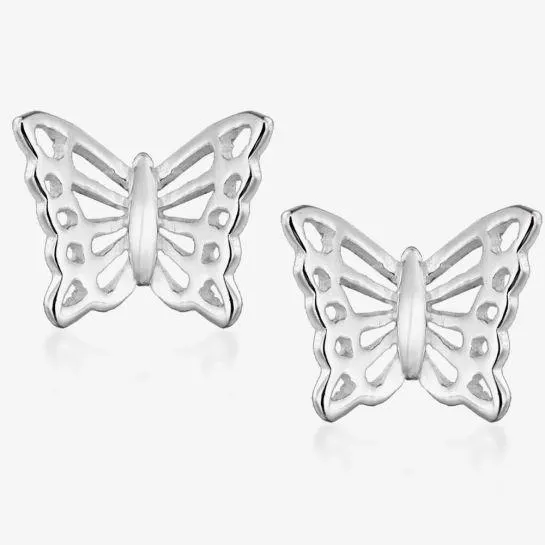 Silver Cut Out Butterfly Stud Earrings 8.55.5279
