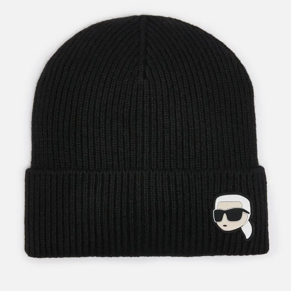 Karl Lagerfeld Ikonik 2.0 Logo Rib-Knit Beanie