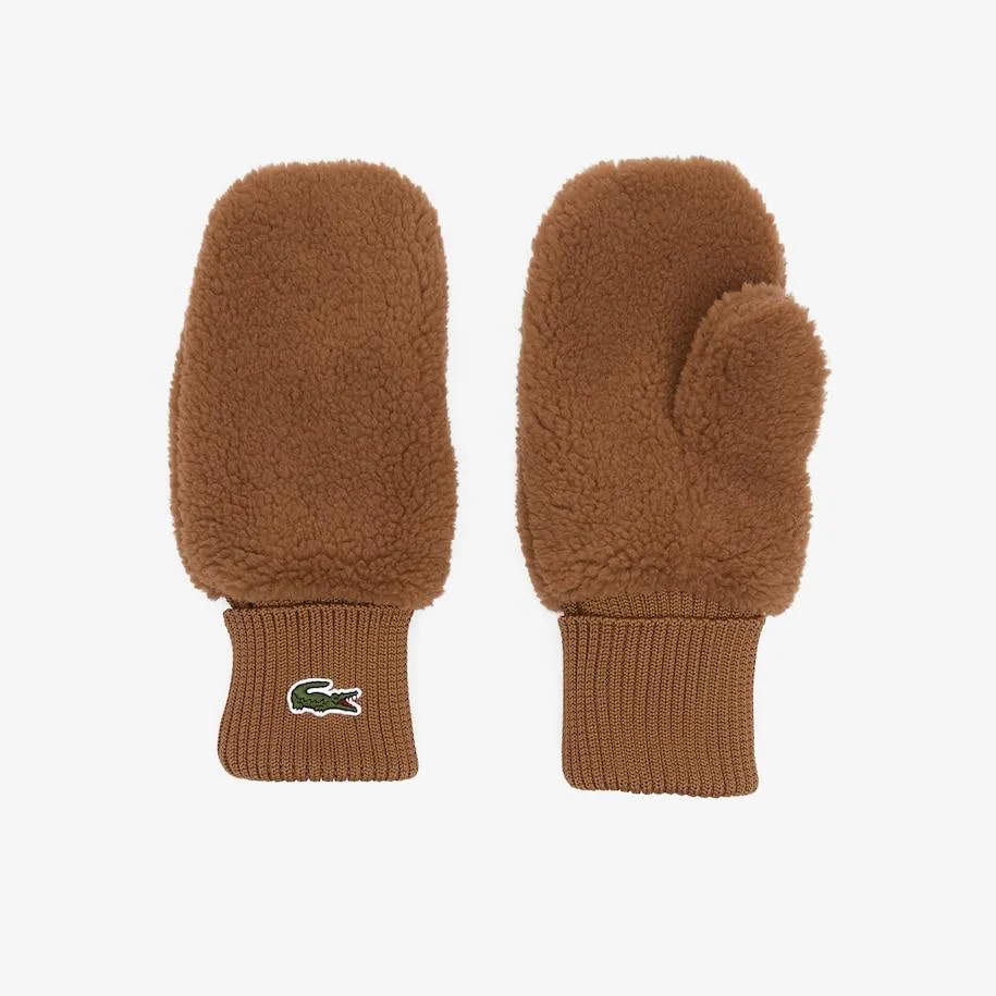 Ribbed Cuff Sherpa Mittens