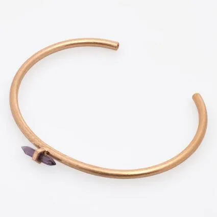 Gold Tone & Purple Stone Open Bracelet