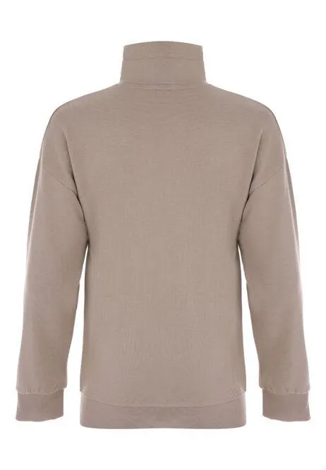 Older Boys Light Brown 1/4 Zip Sweater