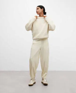 Cream coloured jogger trousers for women