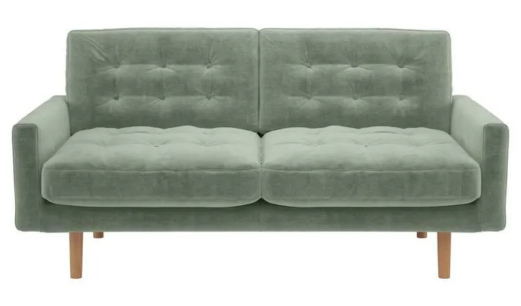 Habitat Fenner Velvet 2 Seater Sofa - Sage
