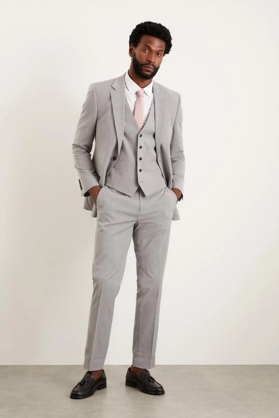 Slim Fit Light Grey Essential Suit Trousers