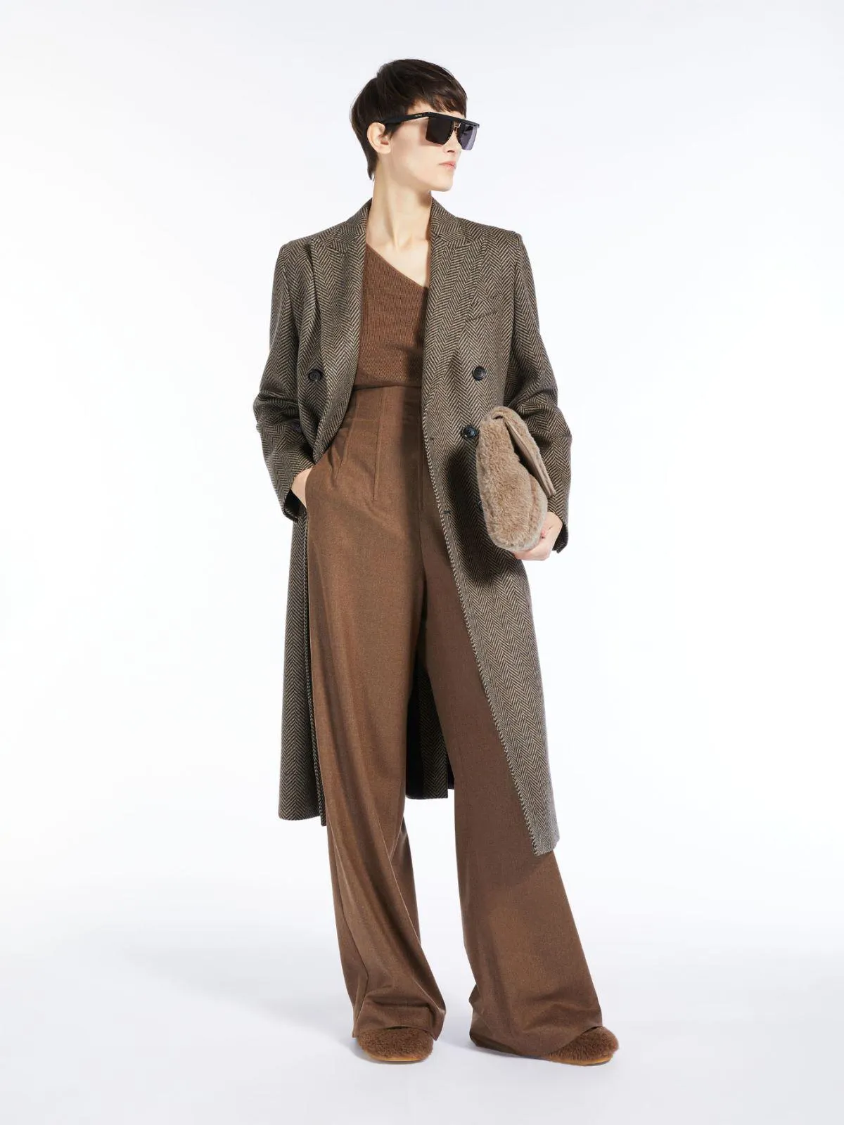 Wool and cashmere wide trousers