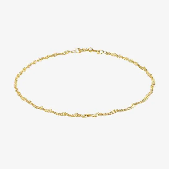 9ct Yellow Gold 18cm Diamond-Cut Twisted Curb Chain Bracelet 1.23.0471