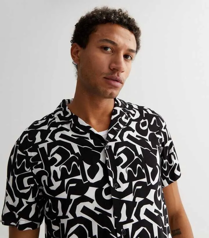 Black Abstract Short Sleeve Shirt