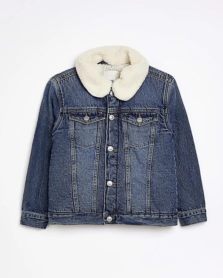 Blue denim borg collar jacket