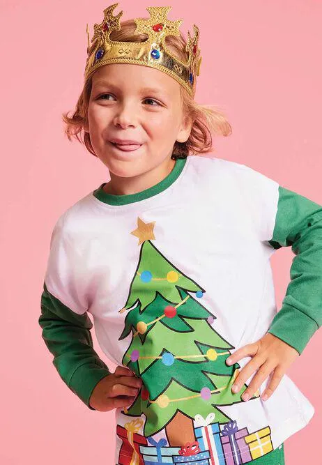 Boys Green Christmas Tree Novelty Pyjama Set