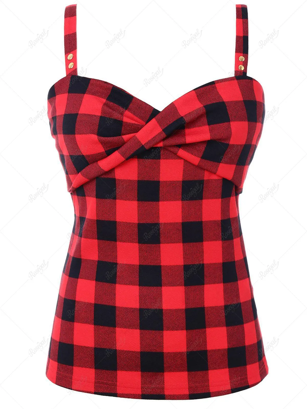 Plus Size Checked Twist Front Tank Top - 3x | Us 22-24