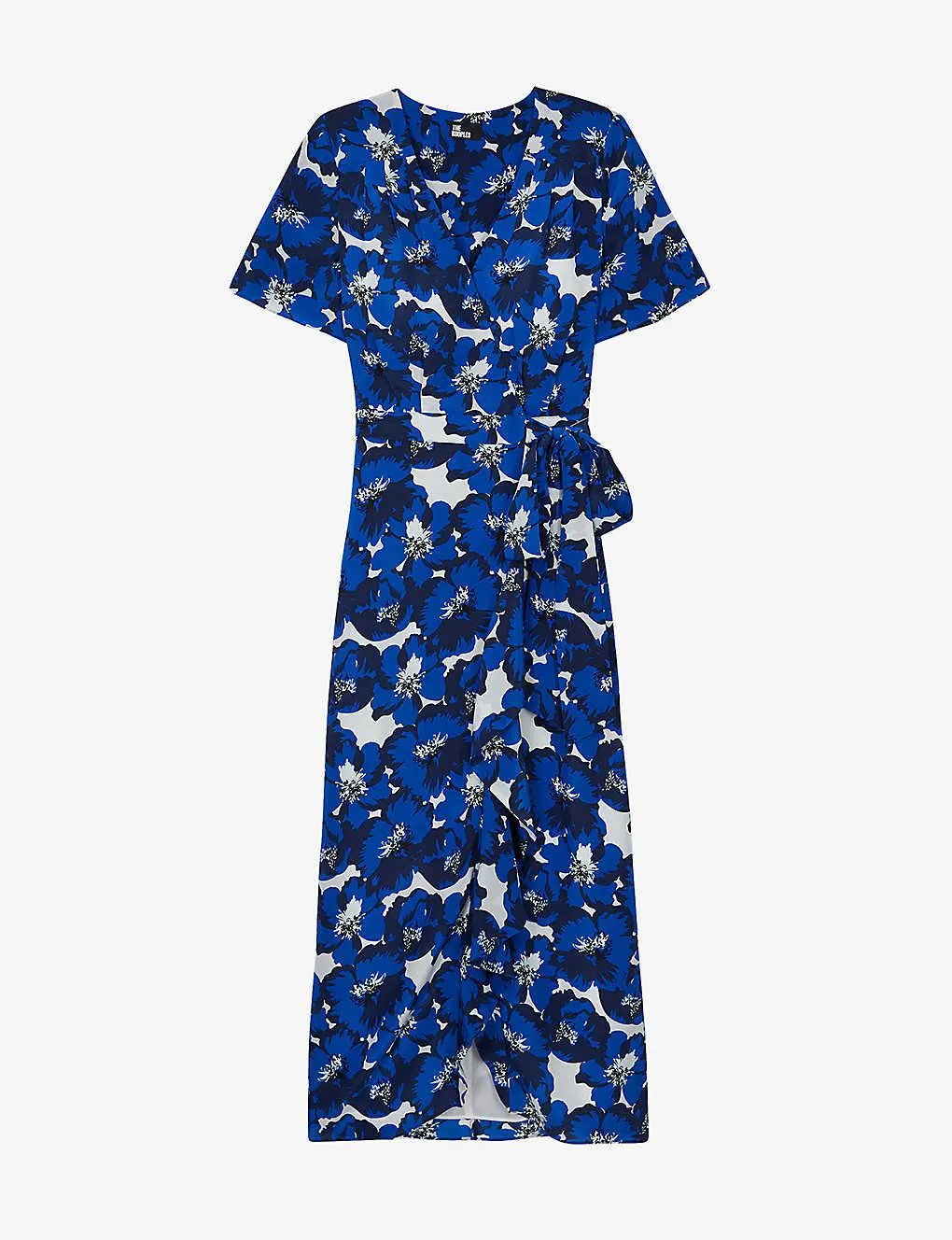 Floral print-wrap silk midi dress