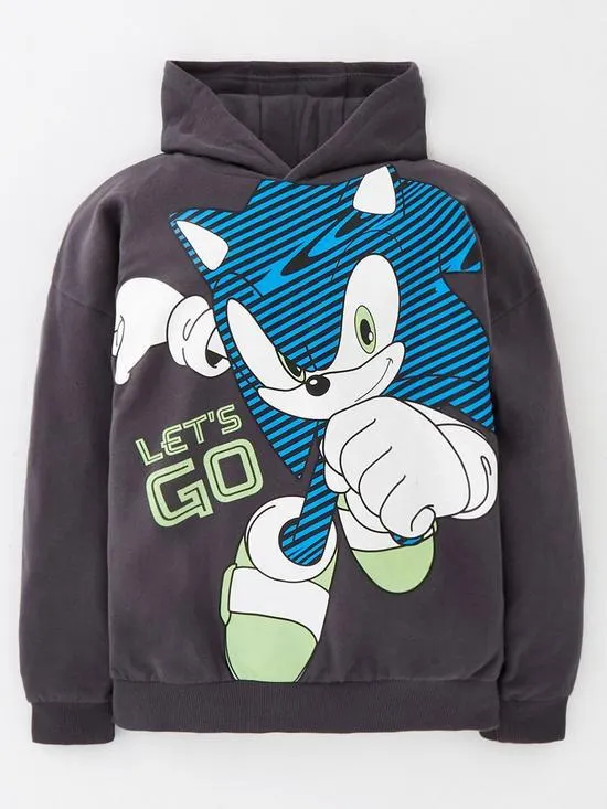 Sonic the Hedgehog Boys Neon Print Hoodie – Grey