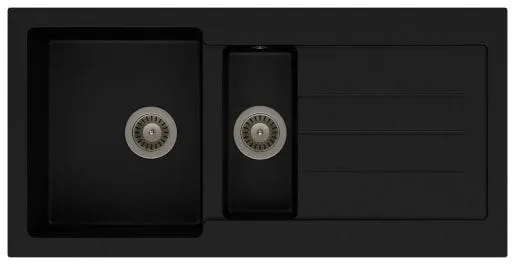 Abode Xcite 1.5 Bowl Reversible Granite Composite Kitchen Sink - Metallic Black