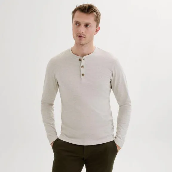 Beige melange Henley shirt