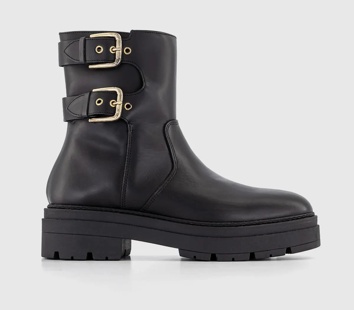 Auto Buckle Detail Biker Boots