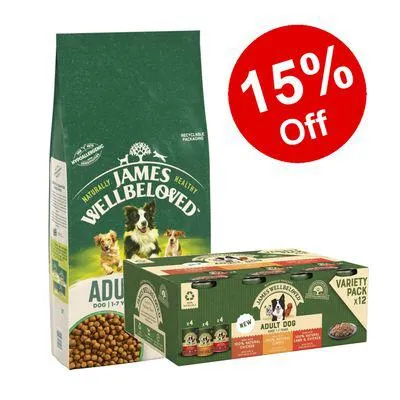 24kg James Wellbeloved Dry Dog Food + Wet Food - 15% Off!*