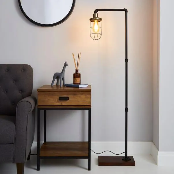 Milas Pipe Black Industrial Floor Lamp