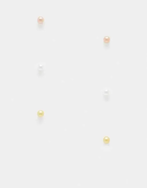 Bloom & Bay sterling silver 3 pack stud earrings in silver, rose gold and gold