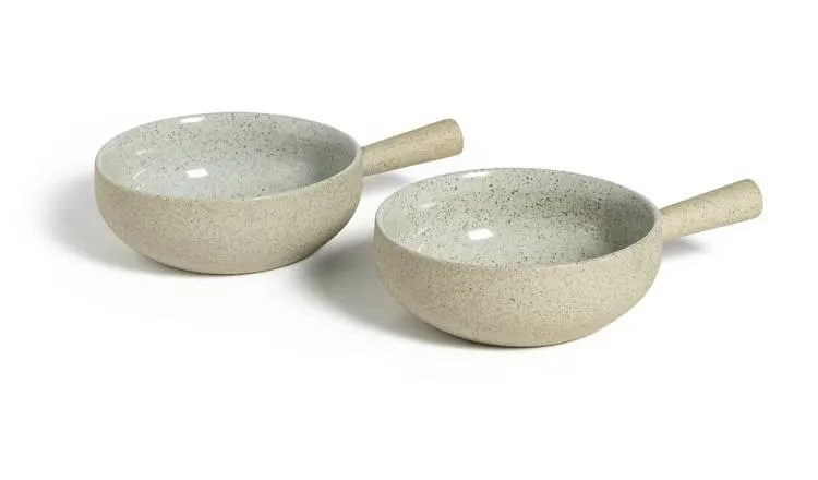 Habitat Mediterranean 2 Piece Stoneware Tapas Dish - Natural