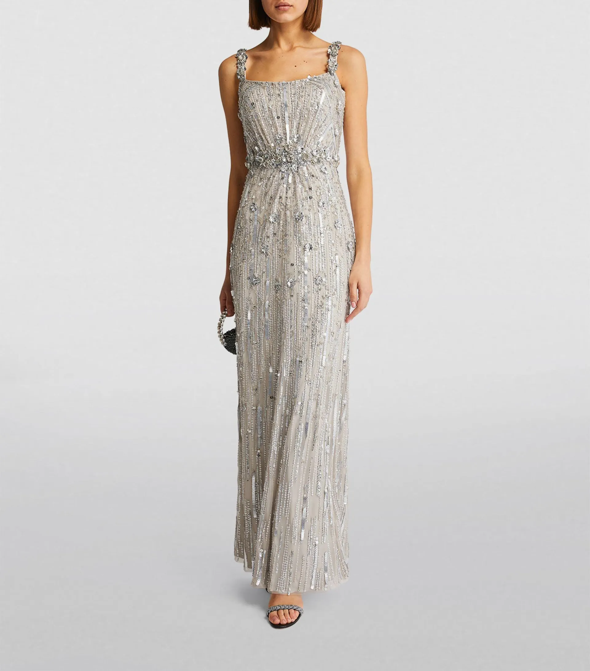 Crystal-Sequin Embellished Gown