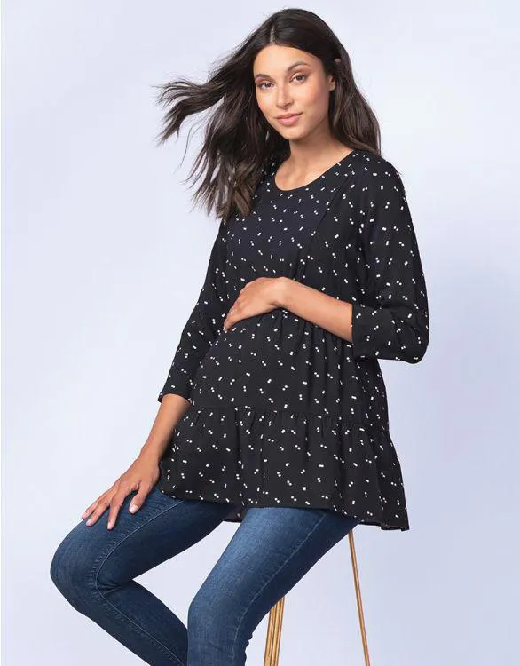 Woven Black Maternity & Nursing Top