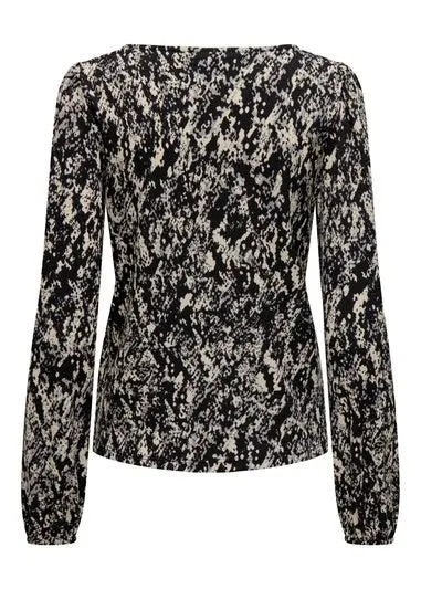 JDY Multicoloured Print Long Sleeve Top - Size 8