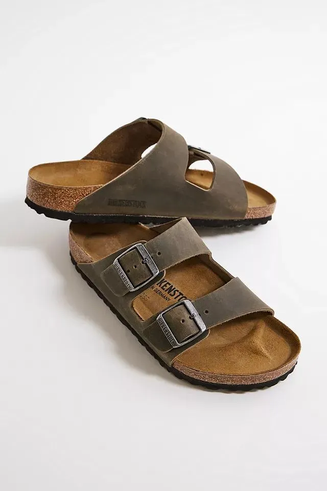 Birkenstock Oiled Khaki Arizona Sandals