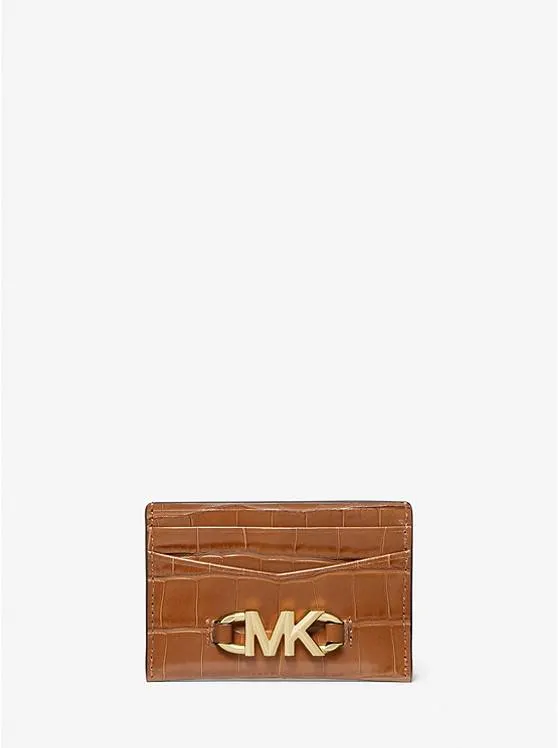 Izzy Small Crocodile Embossed Leather Card Case