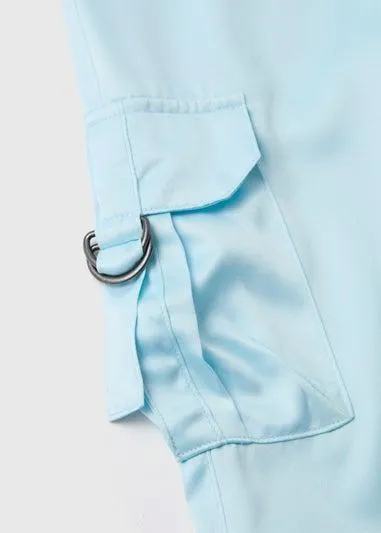 Girls Blue Satin Cargo Trousers (7-15yrs) - Age 7 Years