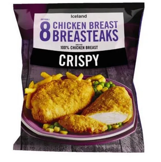 Iceland 8 (approx.) Crispy Chicken Breast Breasteaks 680g
