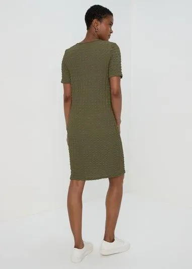 Khaki Hyper Texture Mini Dress - Size 14