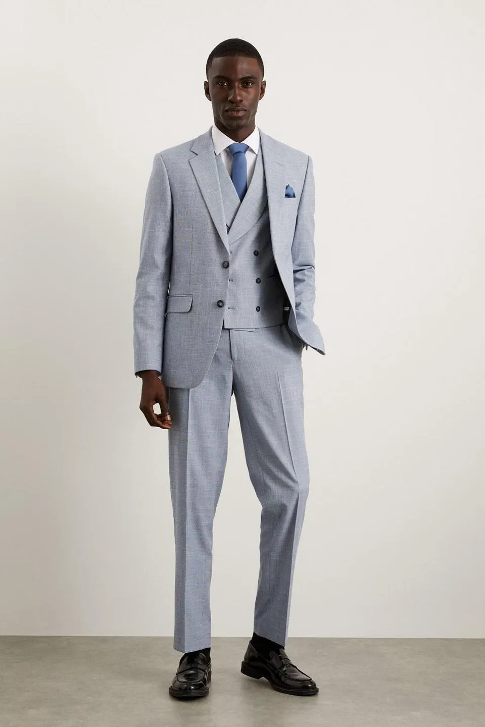 Slim Fit Light Blue Puppytooth Suit Jacket