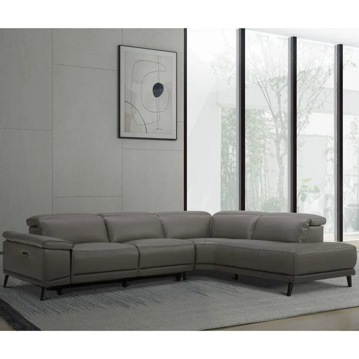 Gilman Creek Rachel Grey Leather Power Reclining Sectional Sofa