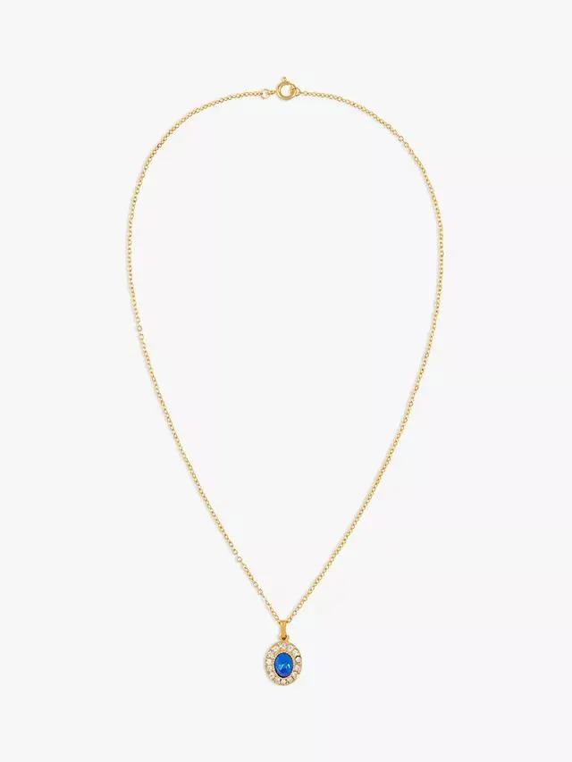 Susan Caplan Vintage Rediscovered Collection Gold Plated Swarovski Crystal Oval Pendant Necklace, Gold/Blue