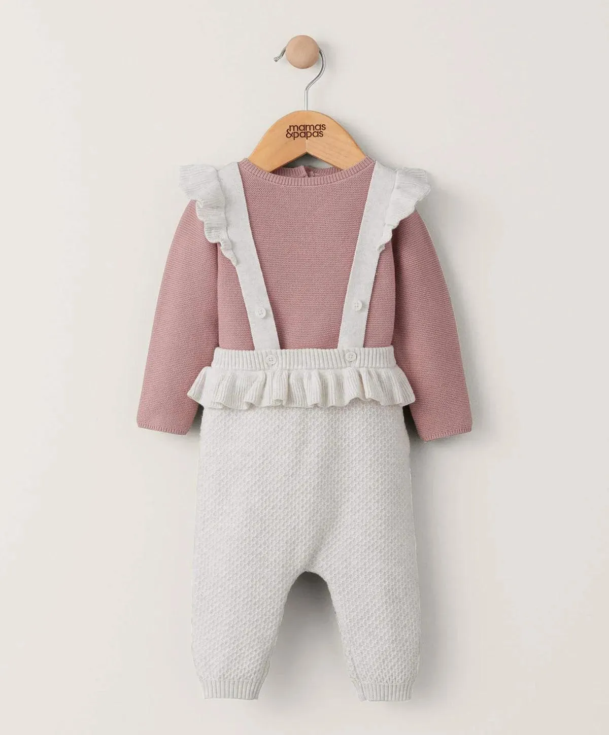 Frilled Knitted Dungaree Set (2 Piece)