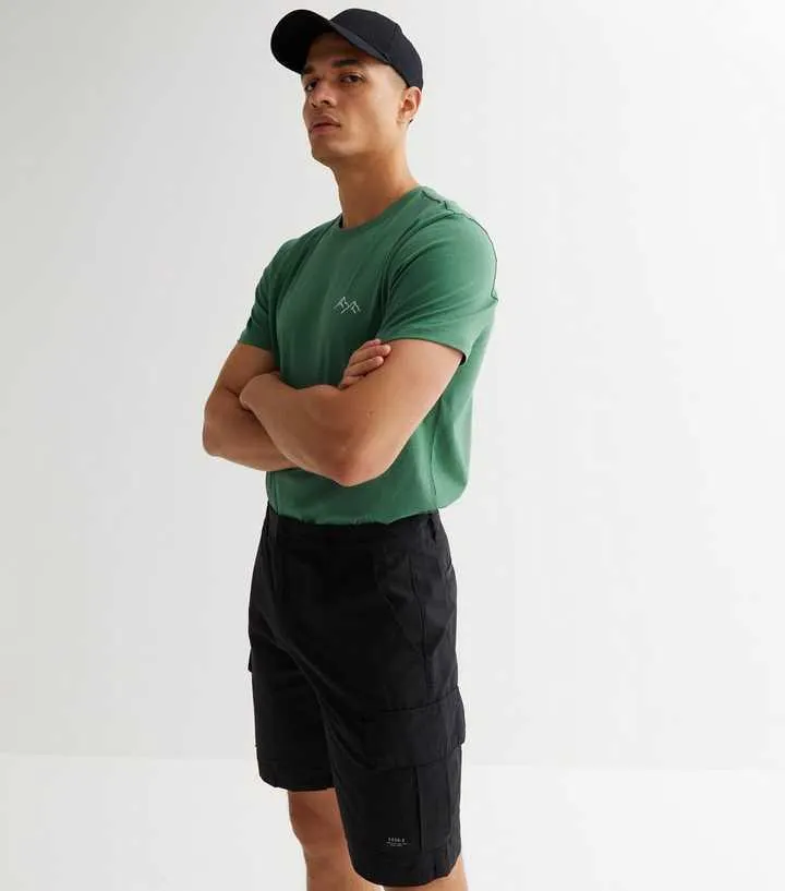 Black Straight Fit Cargo Shorts