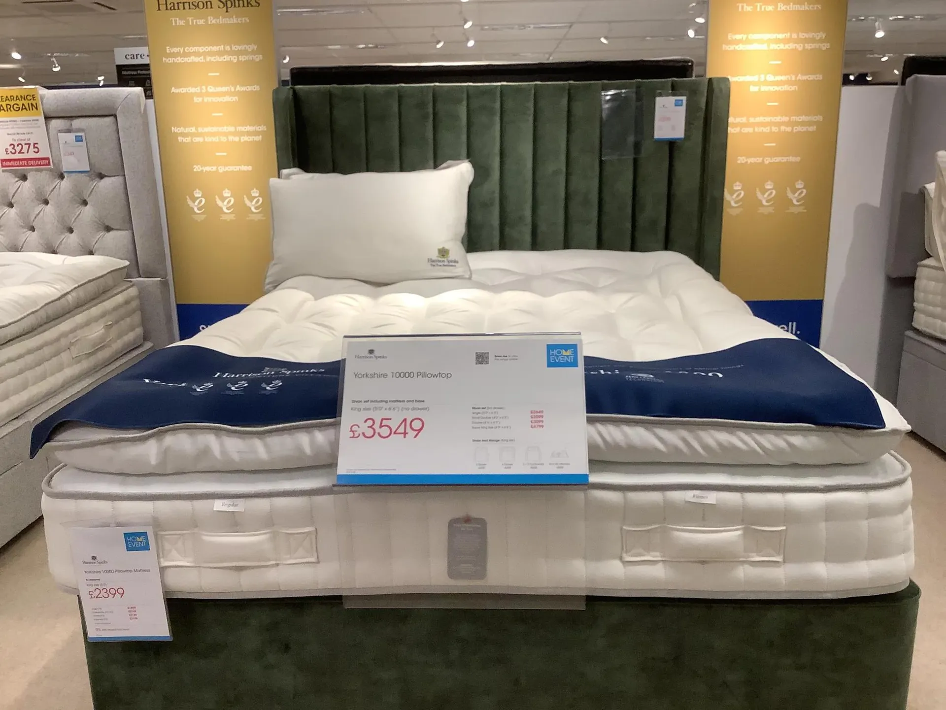 York 10000 2 drawer divan bed with pillow top mattress with Willow Headboard