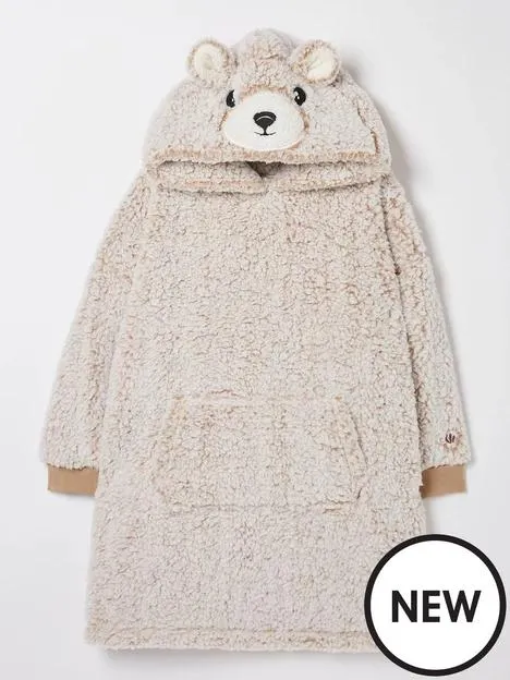 Girls Bobbi Bear Oversized Hoodie - Brown