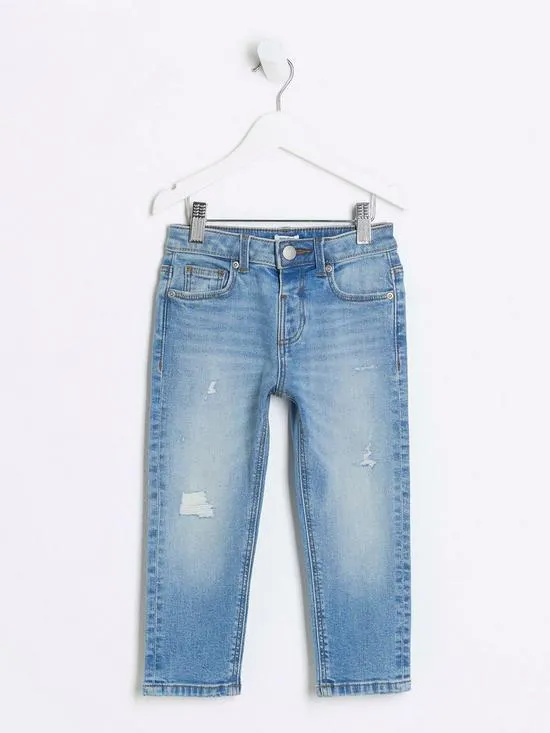 Mini Boys Ripped Slim Fit Jeans - Blue