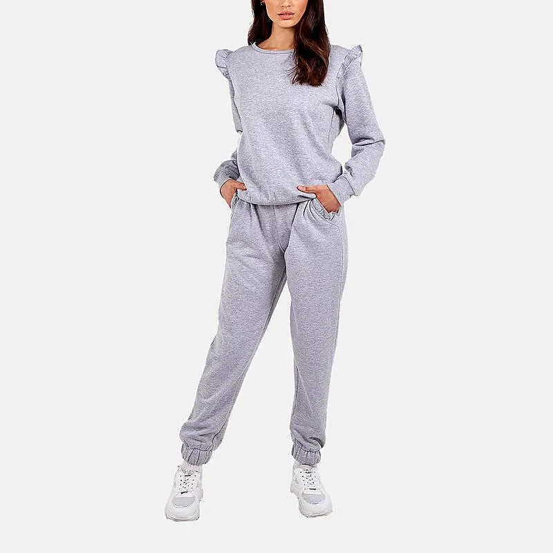 Nova of London Frill Sleeve Lounge Set (Size S) - Grey