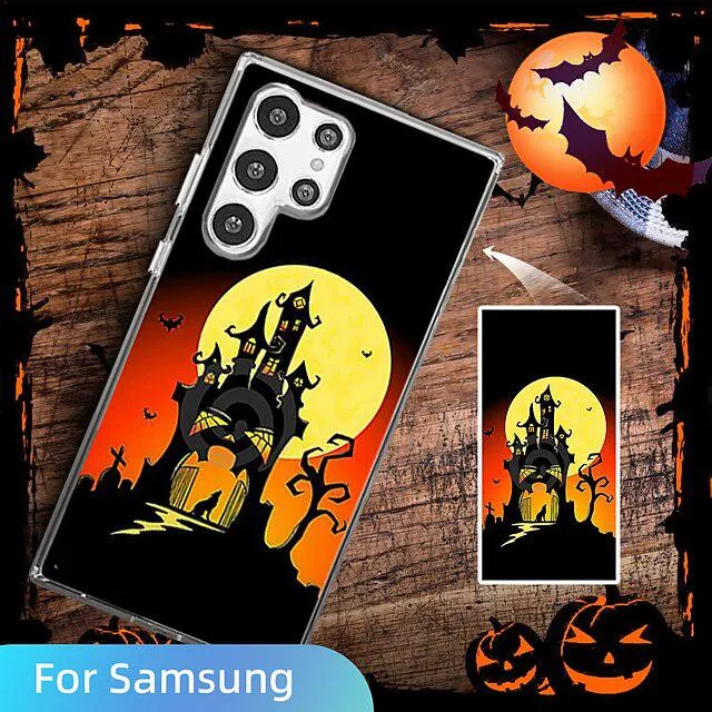 Custom Phone Case for Samsung Galaxy S23 S22 S21 S20 Ultra Plus A54 A34 A14 A73 A53 A33 A23 A13 A72 A52 A42 A32 A22 5G 4G Personalized All Over Print TPU Design Halloween Gifts for Parents and Friends