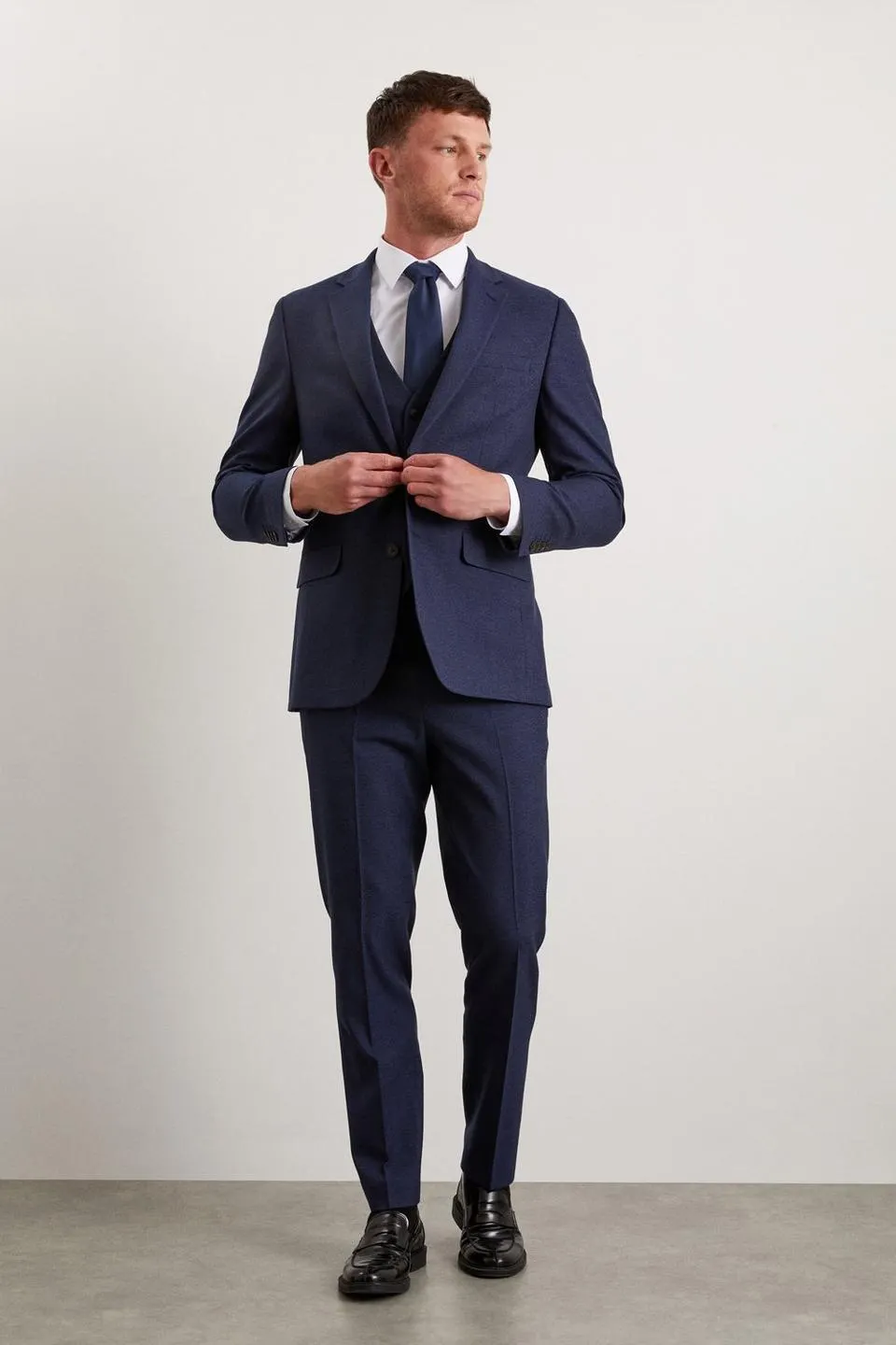 Tailored Fit Navy Marl Suit Jacket