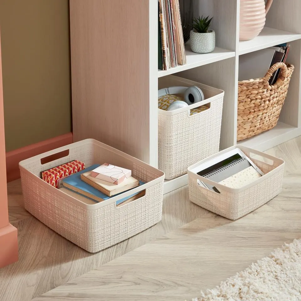 Jute Small Recycled Storage Basket - 5L White