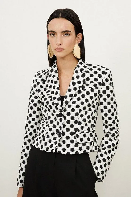 Tailored Jacquard Spot Single Breasted Jacket